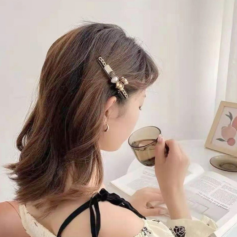 Stylish Pearl Barrettes Hair Pin Accessories Combo Set (Pack of 1, Black Theme) - Puchku.in