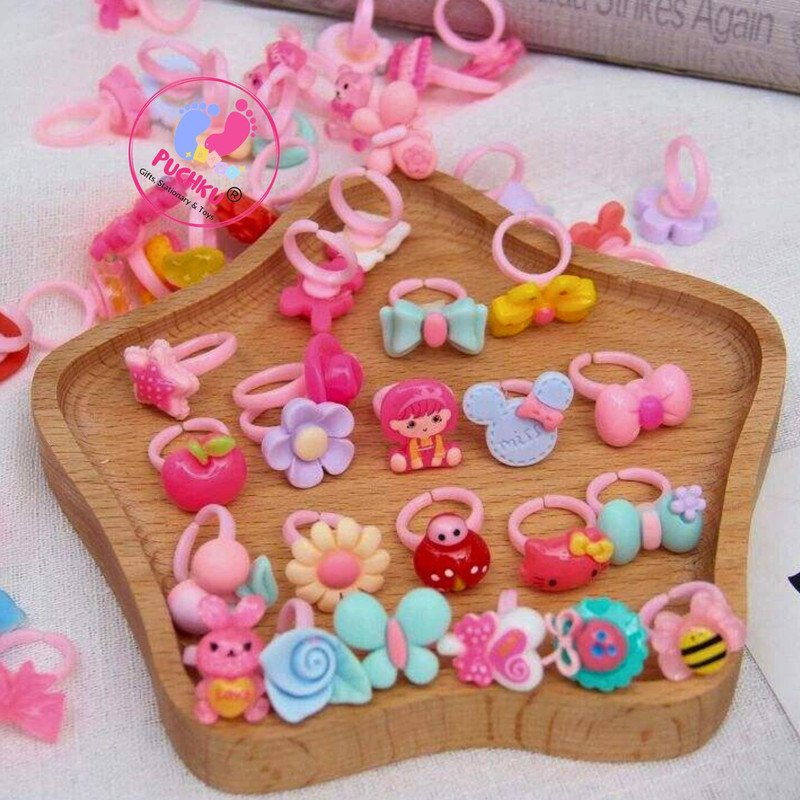 Pastel Mini Hair Ties with Elegant Rings set (Pack of 2, Multicolor) - Puchku.in