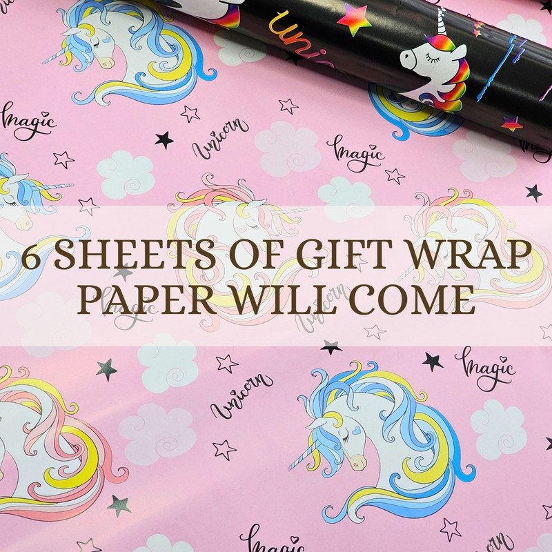 Unicorn Gift Wrapping Paper for Gift Wrap (Random Unicorn Design, 6 Sheets) - Puchku.in