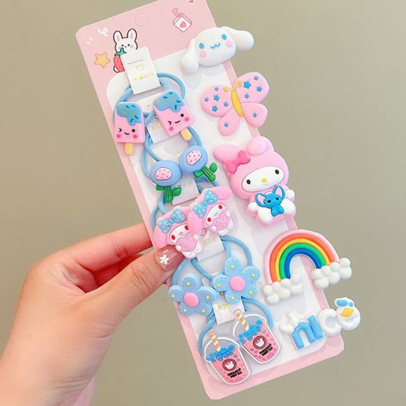 Puchku Unicorn Rainbow Doll flower Butterfly Hair Clip 10 Pcs hair pins & ties - Random color & Design - Puchku.in