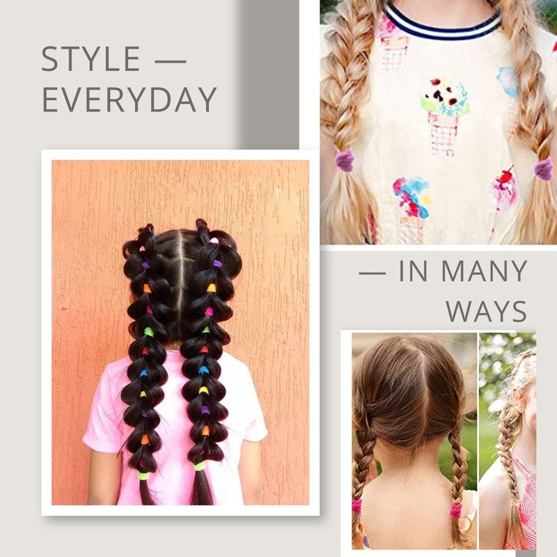 Neon Mini Hair Ties with Elegant Rings set (Pack of 2, Multicolor) - Puchku.in