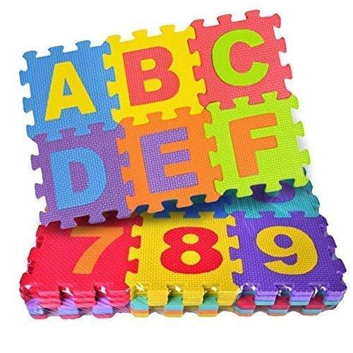 36 Pieces Mini Puzzle Foam Mat for Kids, Interlocking Learning Alphabet and  Number Mat for Kids (4 X Inches)- Multi-Color