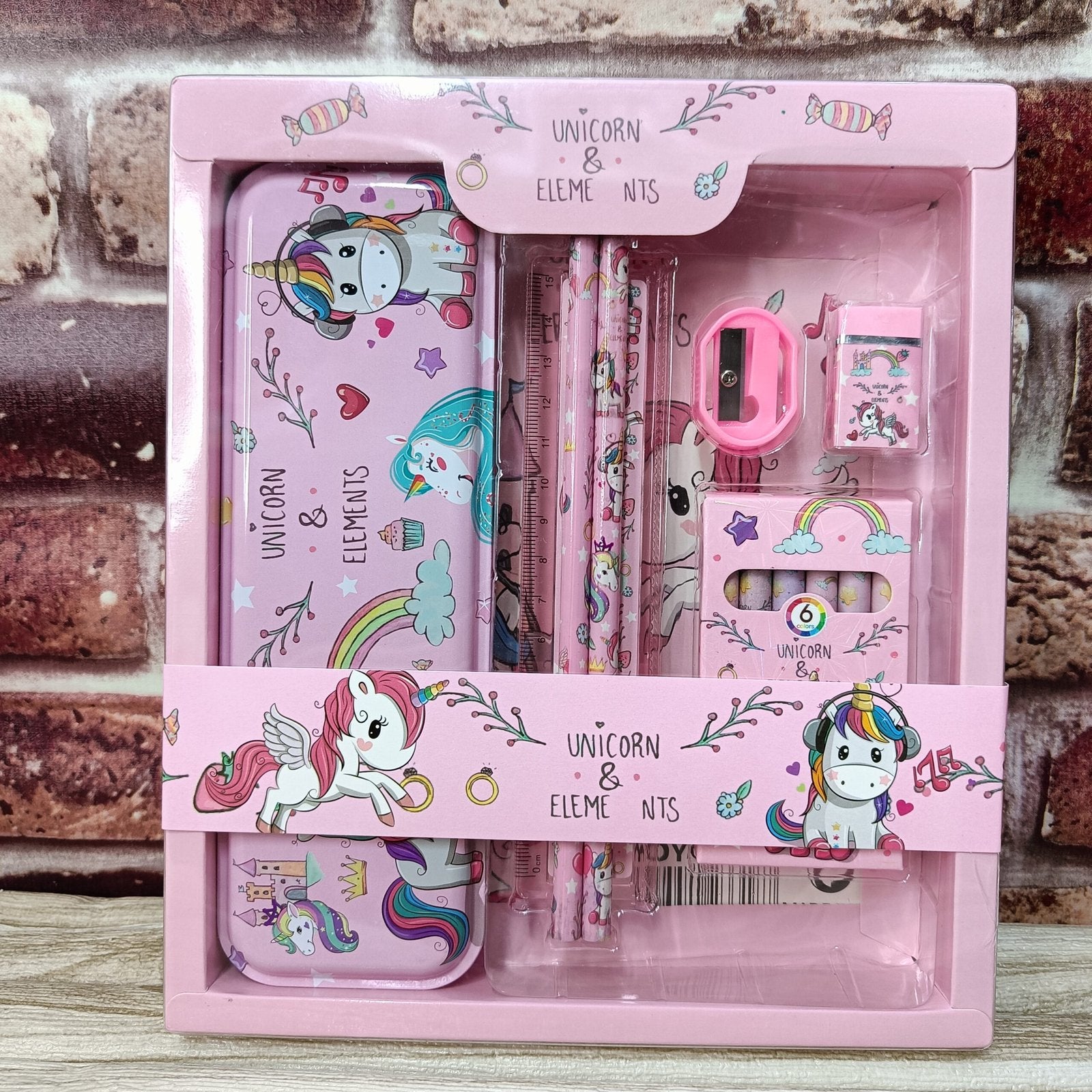 Unicorn Stationary combo-Pencil Box Pencil Color Eraser for Kids Girls  Unicorn Art Metal Pencil Box (Set of 1, Unicorn Theme)