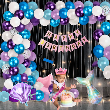 Premium Happy Birthday Rainbow Foil balloon Set for first 1st birthday Theme girl kids ( pack of 83,  Multicolor)