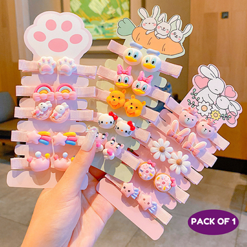 Puchku hair Pin for kids cute cartoon Rainbow (Pack of 1, Random Color & Design)