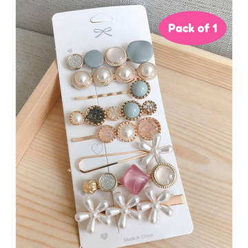 Set of Partywear Embellished Hair Clips for girls (Pack of 1,Random Design)
