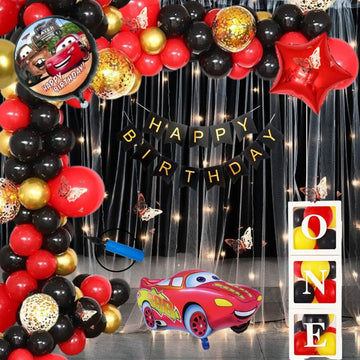 Premium Happy Birthday Combo KIT  Car Foil balloon Set for first 1st birthday Theme boy kids ( pack of 81 ,  Multicolor)