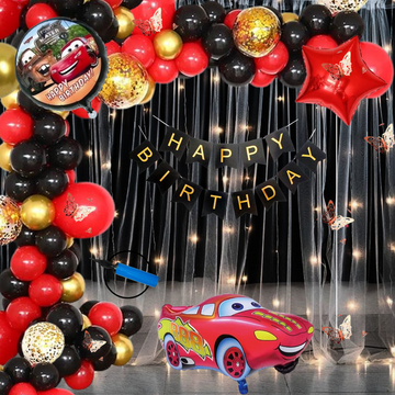 Premium Happy Birthday Car Foil balloon Set for first 1st birthday Theme boy kids ( pack of 82 ,  Multicolor)