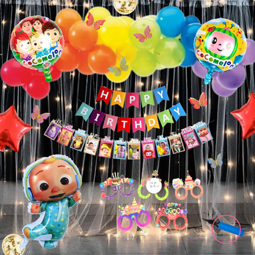 Premium Happy Birthday Cocomelon Foil balloon Set for first 1st birthday Theme boy girls kids ( pack of 87 ,  Multicolor)