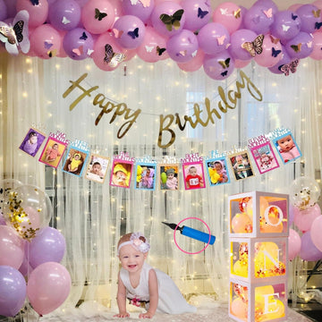Premium Happy Birthday Combo KIT  Pastel balloon Set for first 1st birthday Theme girls kids ( pack of 77 ,  Multicolor)