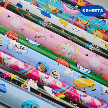 Mix Prints Gift Wrapping Paper for Gift Wrap (Random Mix Design , 6 Sheets)