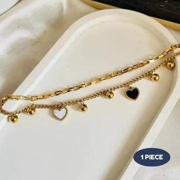 Anti-Tarnish Gold Plated Waterproof Reversible Hearts Bracelet (Gold)