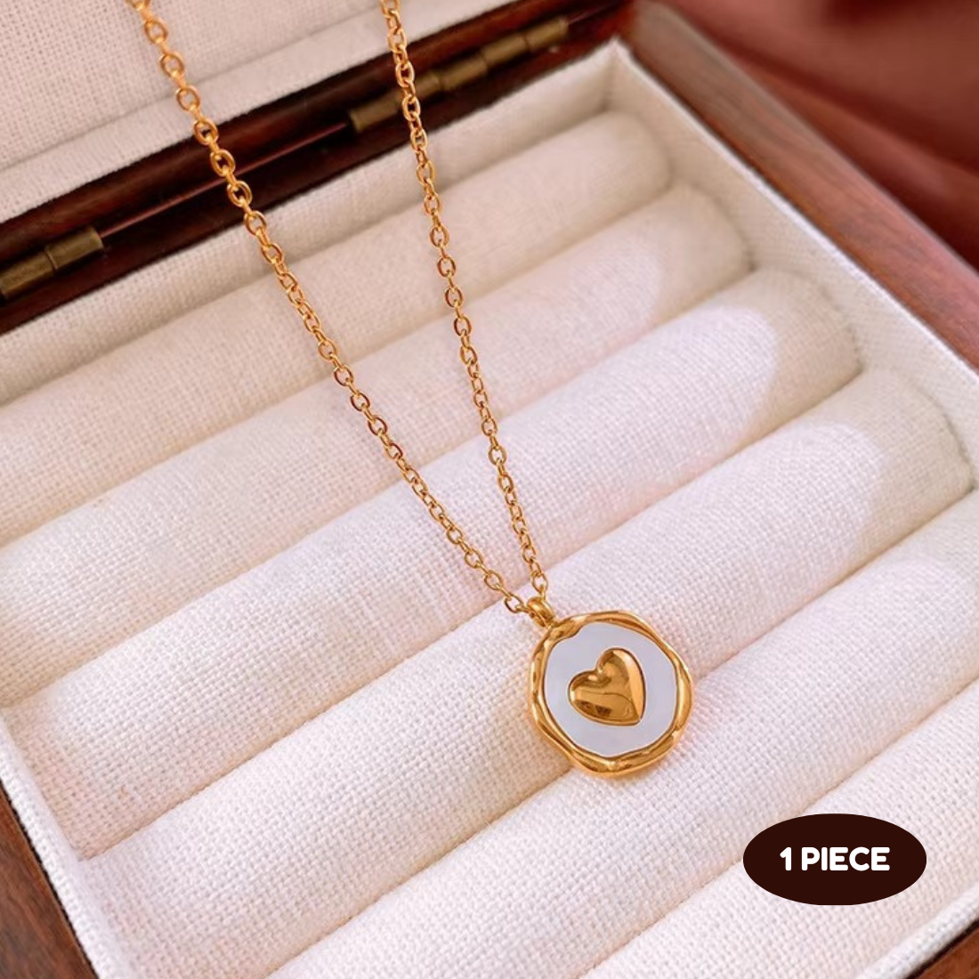 Gold Plated Heart Round Shape Anti Tarnish Pendant (Pack of 1)