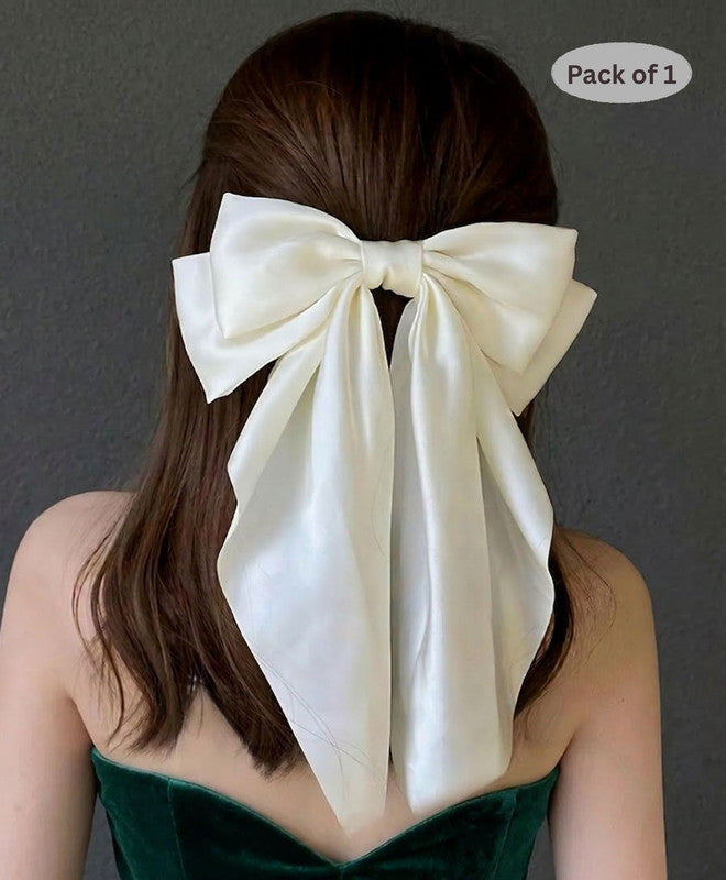 Bow Designed Hair Clip - White