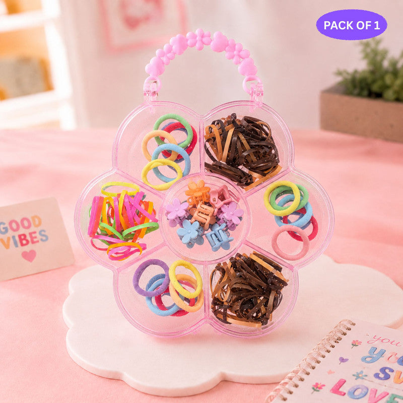 Hair Clips With Rubber Bands Combo Set - Multi Colour