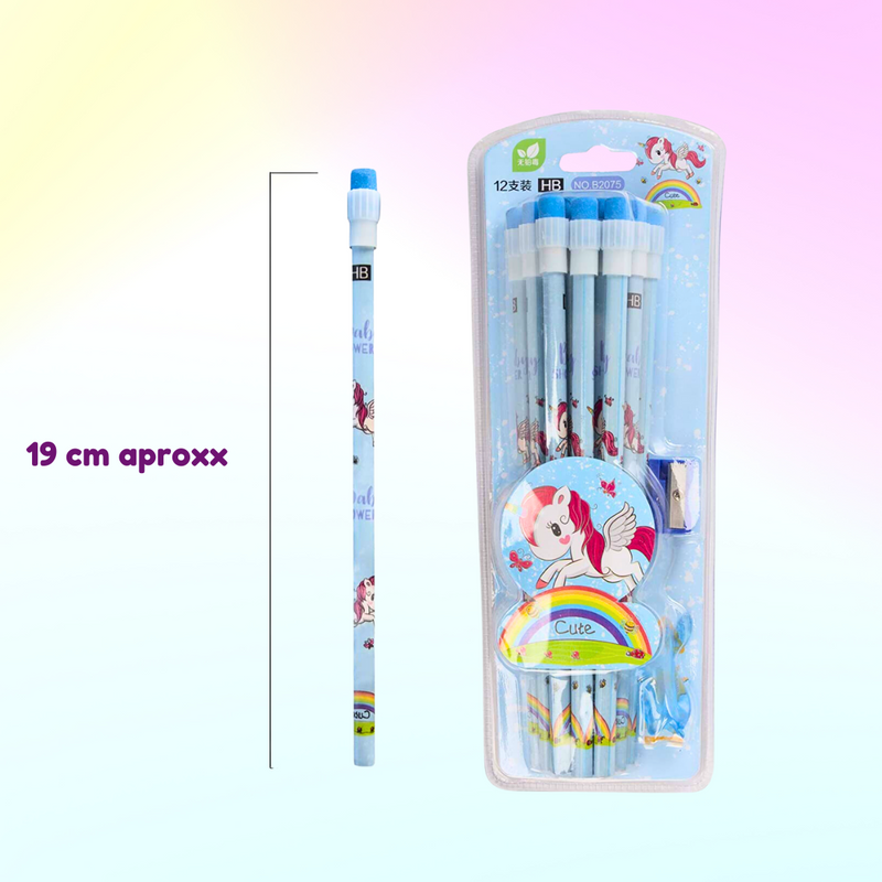 Unicorn Pencil Set 12 pcs in one pack (Packof 1 , Multicolor)