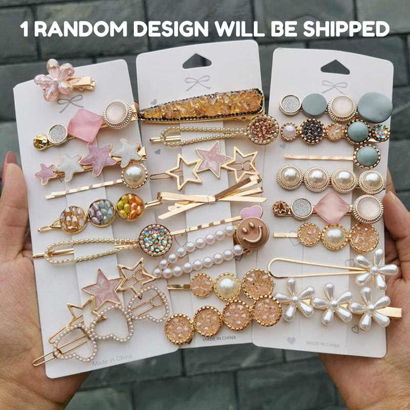 Set of Partywear Embellished Hair Clips for girls (Pack of 1,Random Design)