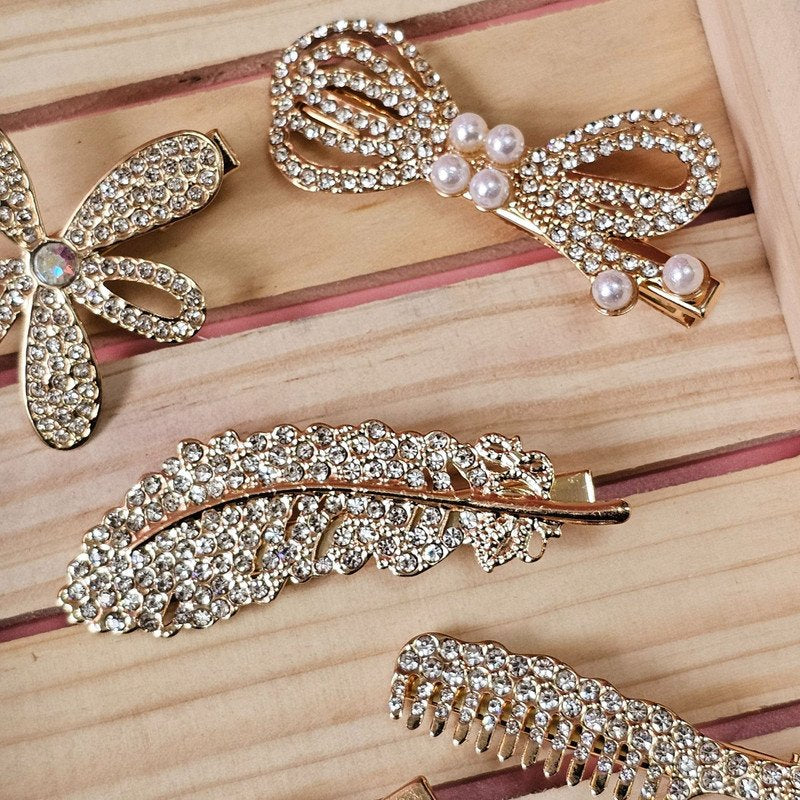 Embellised hair Pin and clip set Partywear casual ( Pack of 1, Multicolor)