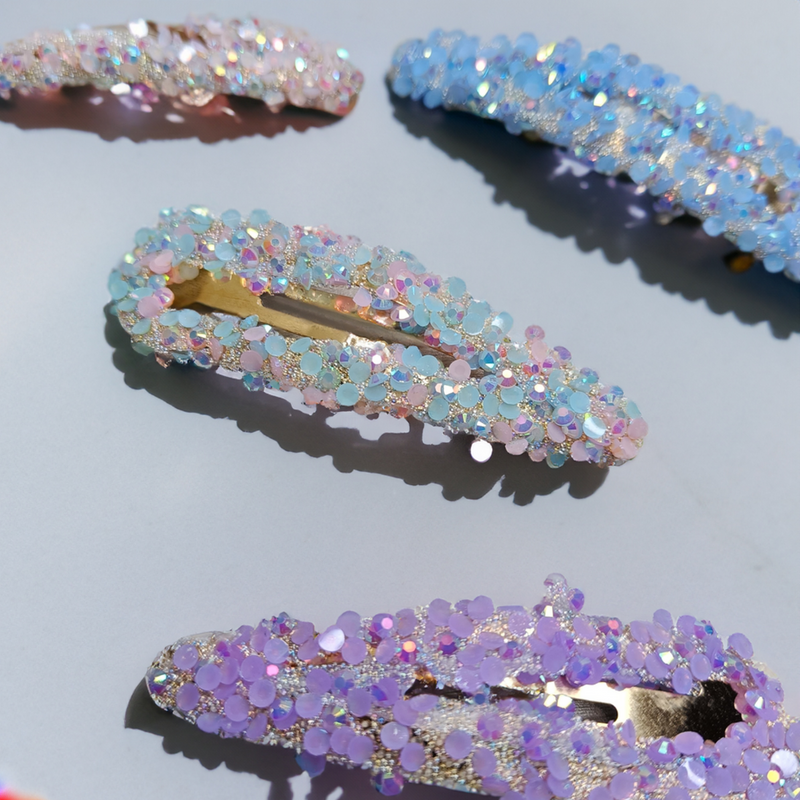 Crystal Hair Clips Large Hair Barrettes Decorative Hairpins Rhinestone Clips Hair Accessories for Girls (Pack of 4, Multicolor)