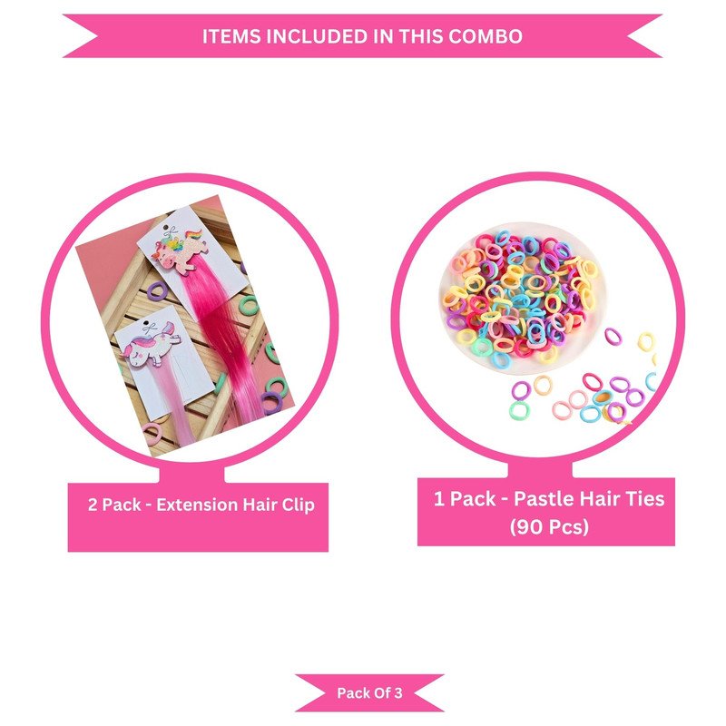 Pastel Mini Hair Ties with Unicorn Rainbow Braiding hair clip(Pack of 3, Multicolor)