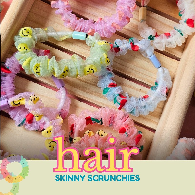 Small Printed Organza Scrunchies for Hair Elastic Ponytail Holders (12 pcs, Multicolor)
