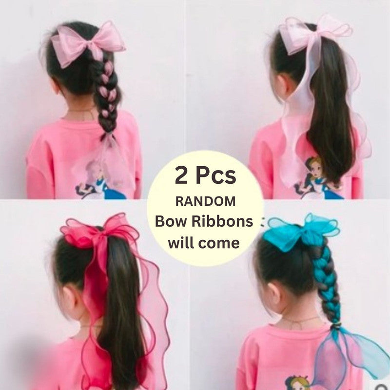 2 Pcs Hair Bow for Girls Kids Cute Ribbon (Pack of 2, Multicolor)