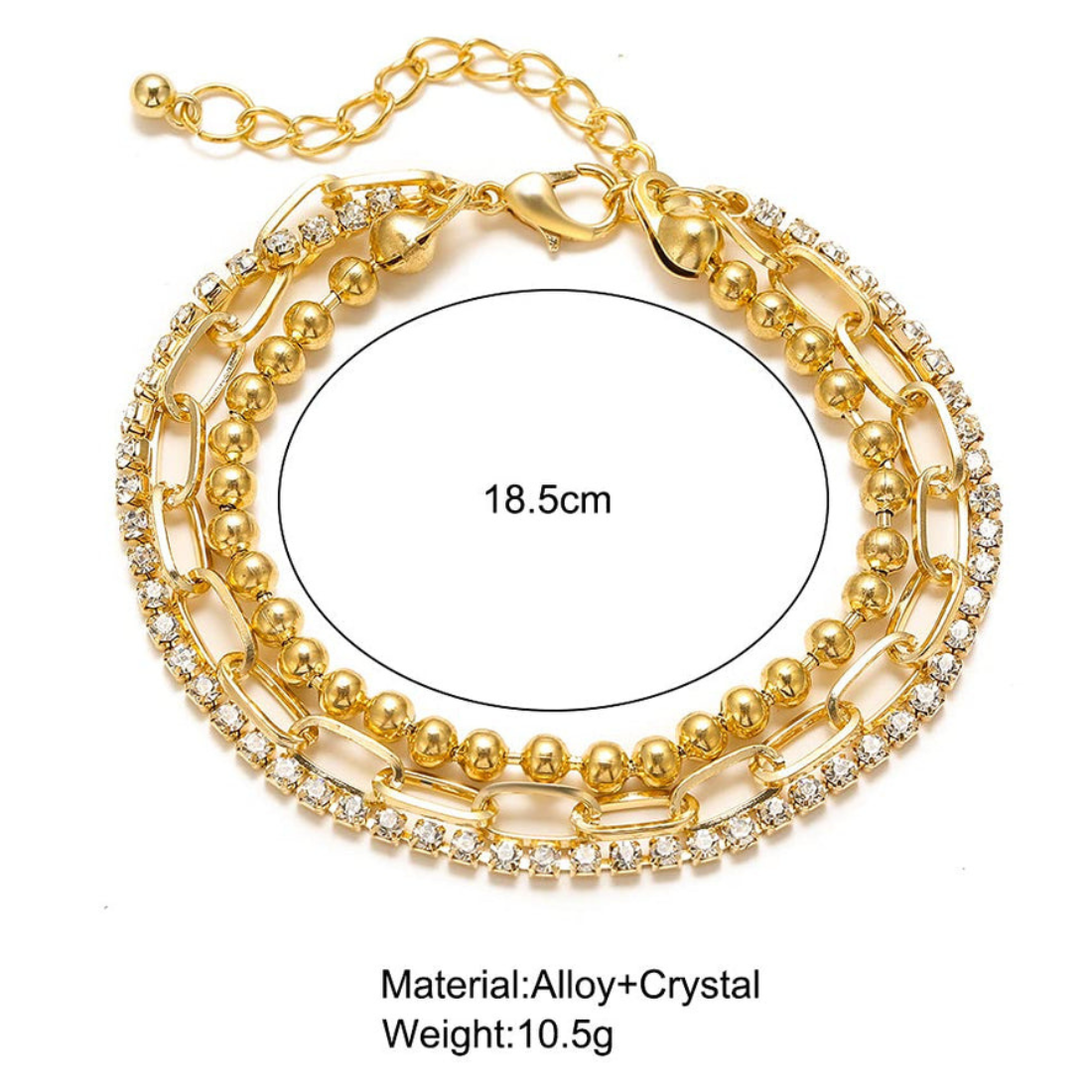 Anti tarnish Gold Plated Waterproof dainty layer bracelet ( Gold )