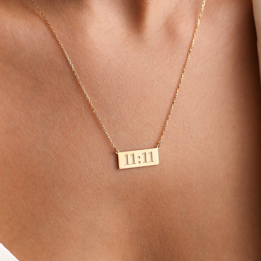 Stylish Engraved Make a Wish 11:11 Spiritual Gold Chain Pendant Necklace ( Gold )