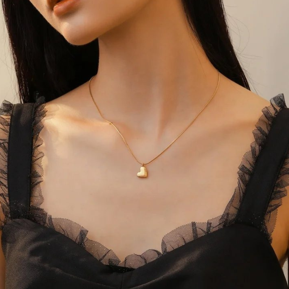 Anti Tarnish Stainless Steel Side Heart Pendant necklace (Pack of 1, Gold)