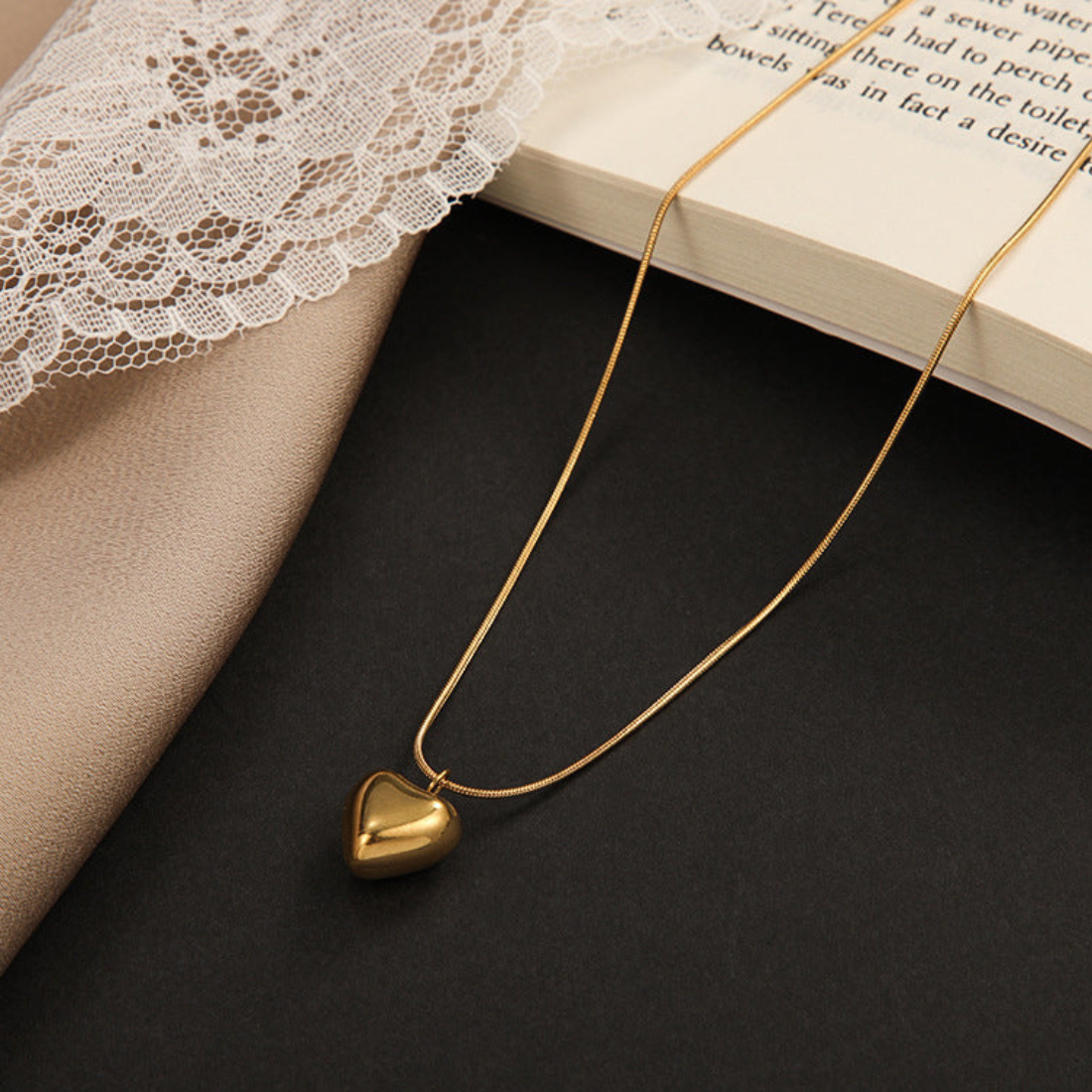 Gold Plated Anti Tarnish Heart Pendant ( Gold )