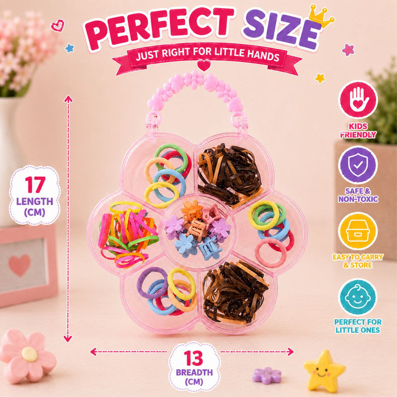 Hair Clips With Rubber Bands Combo Set - Multi Colour