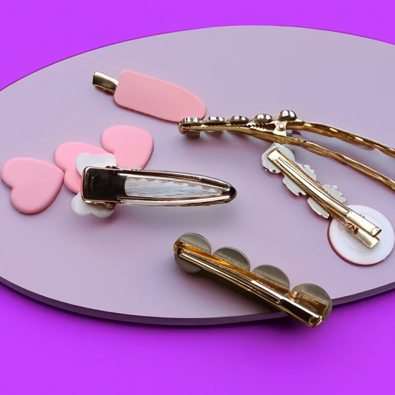 Set of Partywear Embellished Hair Clips for girls (Pack of 1,Random Design in pink theme) - Puchku.in