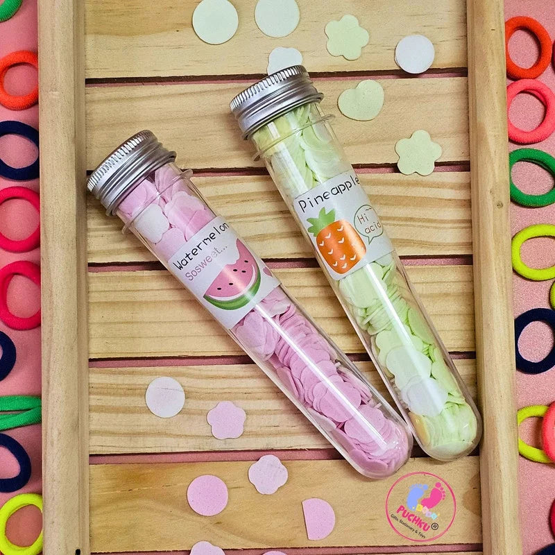 Neon Mini Hair Ties with Test Tube Travel Mini Soap Paper (Pack of 3, Multicolor) - Puchku.in