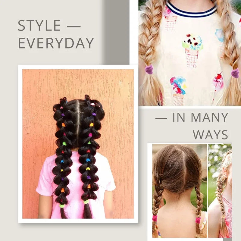 Neon Mini Hair Ties , Unicorn Rainbow Flower Butterfly Hair Clip Pins (Pack of 2, Multicolor) - Puchku.in