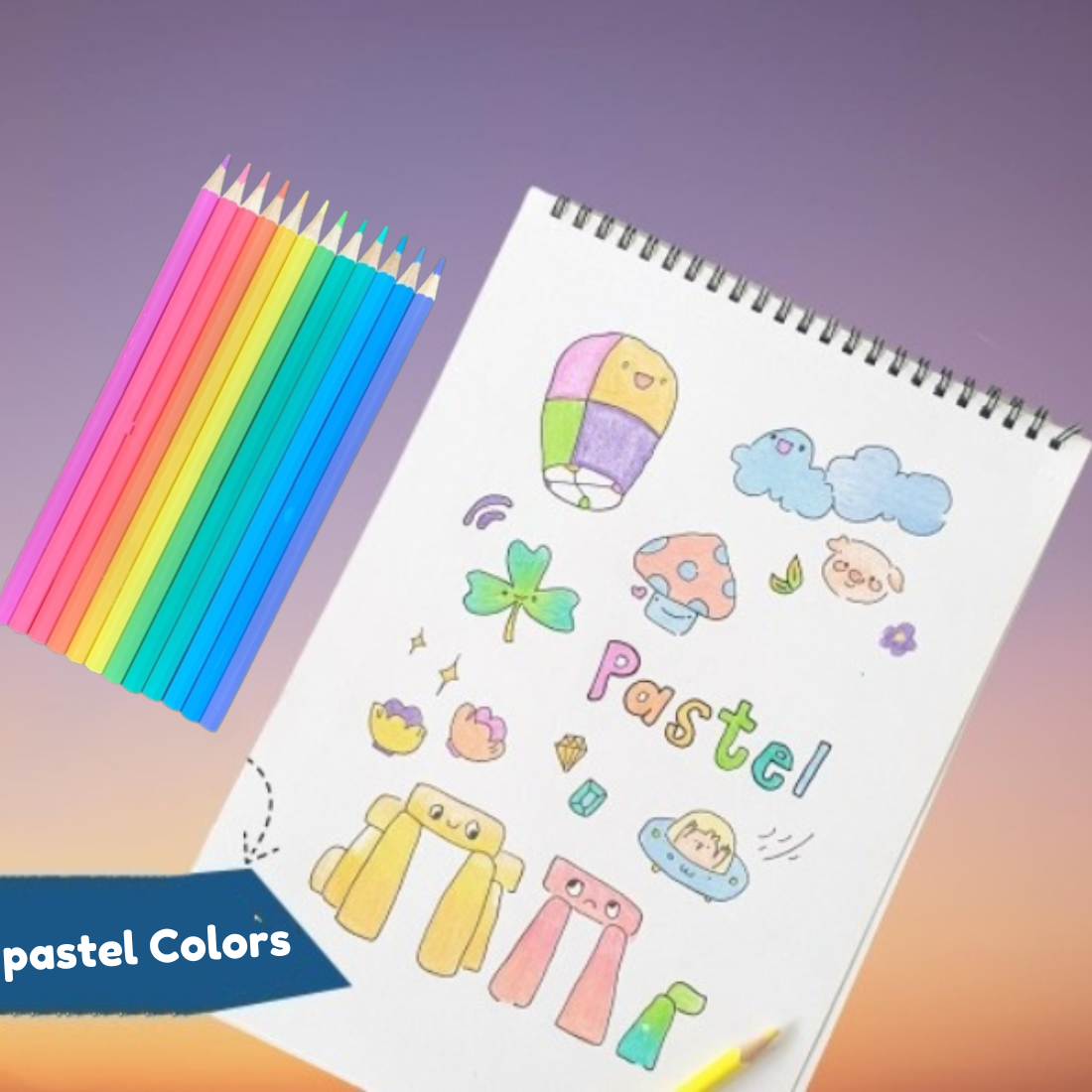 Pastel Color Pencils for kids school stationery quirky trendy cute items as return gifts (pack of 1)