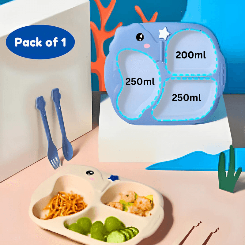 Baby Dinnerware set utensils for baby Divider Food Plate (Pack of 1, Random Color) - Puchku.in