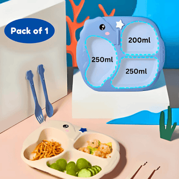 Baby Dinnerware set utensils for baby Divider Food Plate (Pack of 1, Random Color) - Puchku.in