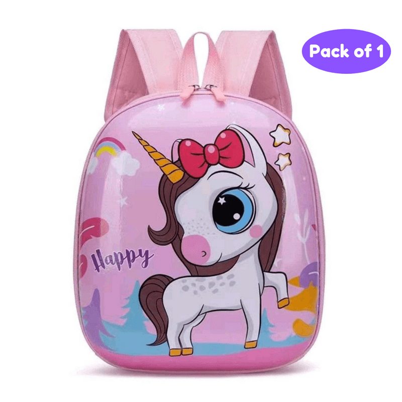 Children's Hardcase School Bag Cartoon Backpack Unicorn Pink (Assorted Design, Pack of 1) - Puchku.in