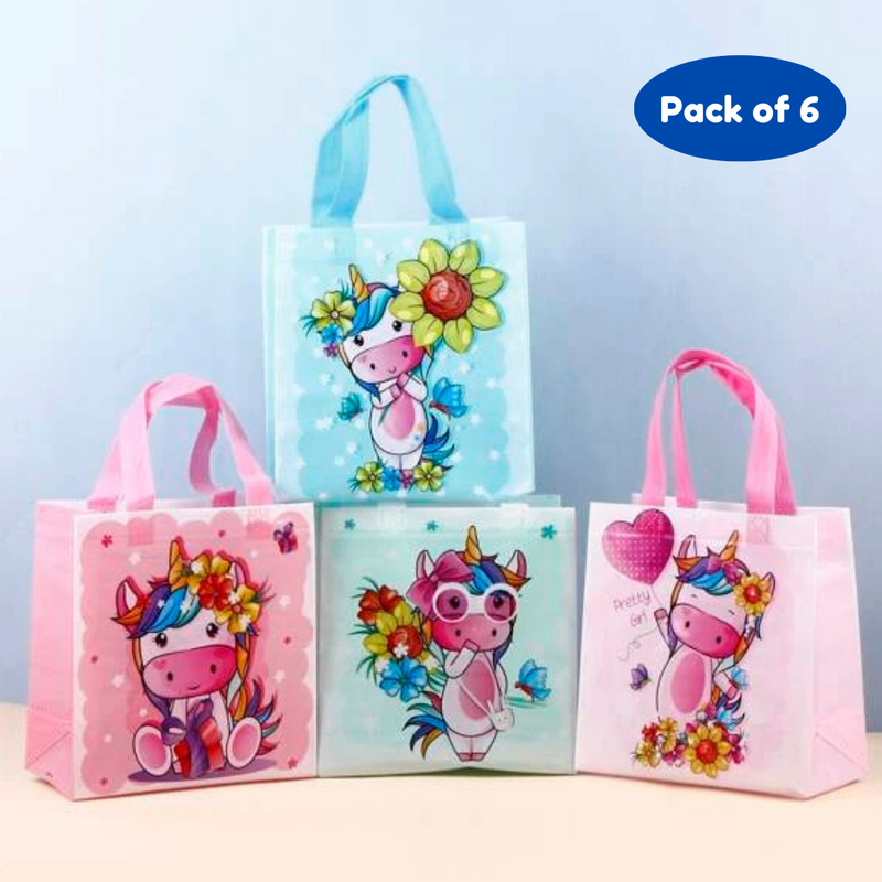 Unicorn Theme Paper Bags/Return Gifts for Birthday for Kids/Multicolor (Pack of 6, Multicolor) - Puchku.in