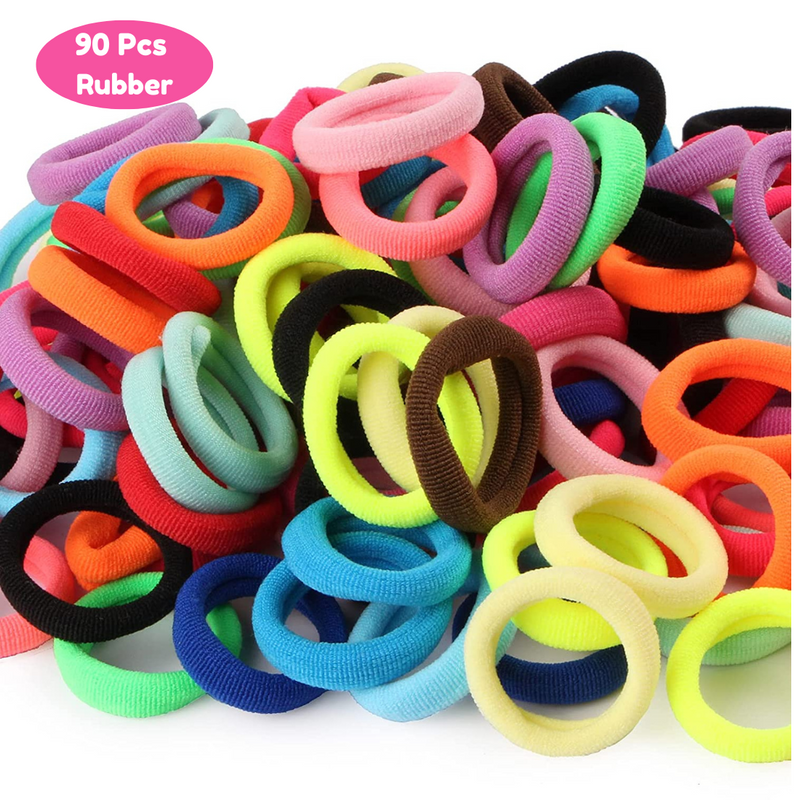 Multicolor mini Hair ties rubberband for kids girl hairstyling photography pony braids (Multicolor, 90 pieces) - Puchku.in