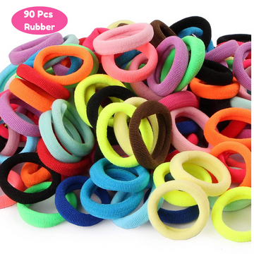 Multicolor mini Hair ties rubberband for kids girl hairstyling photography pony braids (Multicolor, 90 pieces) - Puchku.in