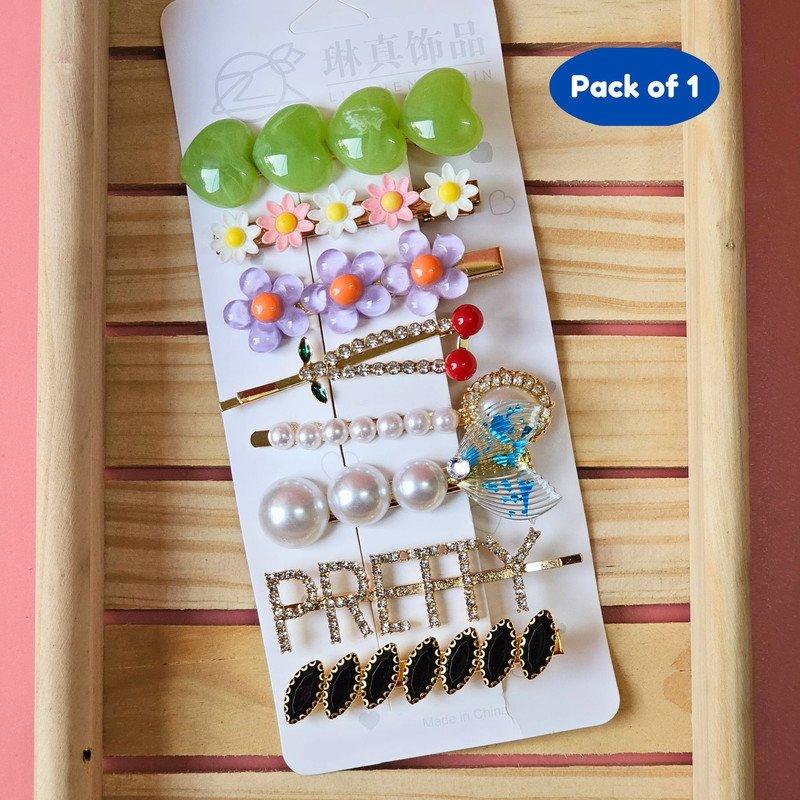 Embellised hair Pin For girls kids Partywear casual ( Pack of 1, Multicolor) - Puchku.in