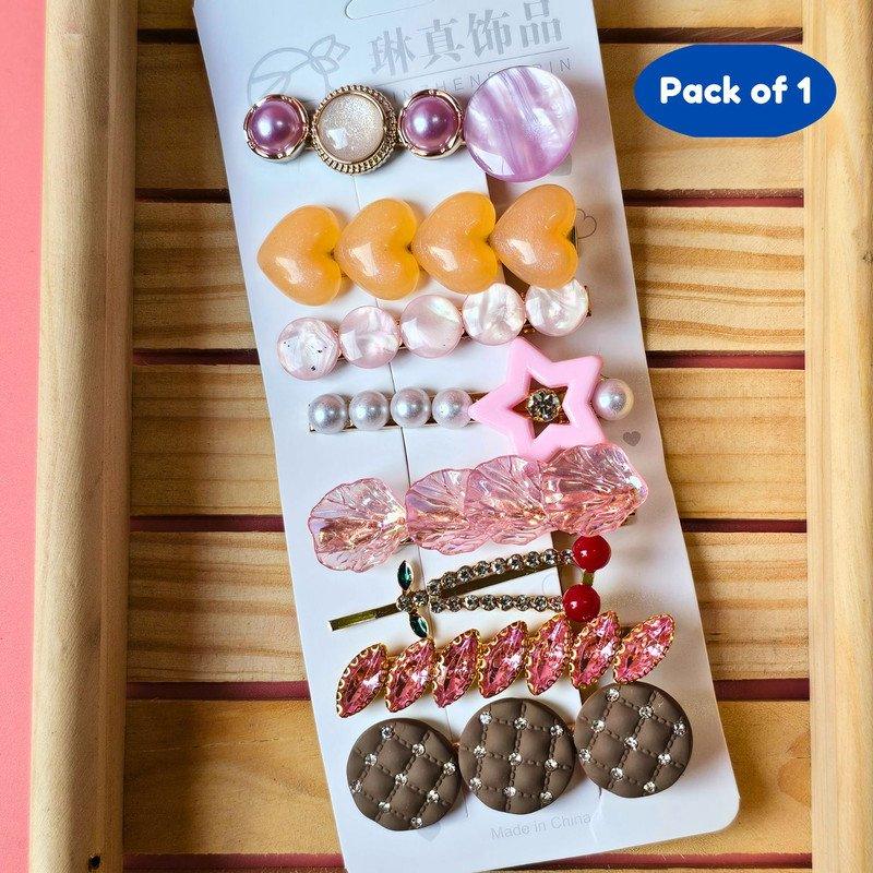 Embellised hair Pin and clip set Partywear casual ( Pack of 1, Multicolor) - Puchku.in