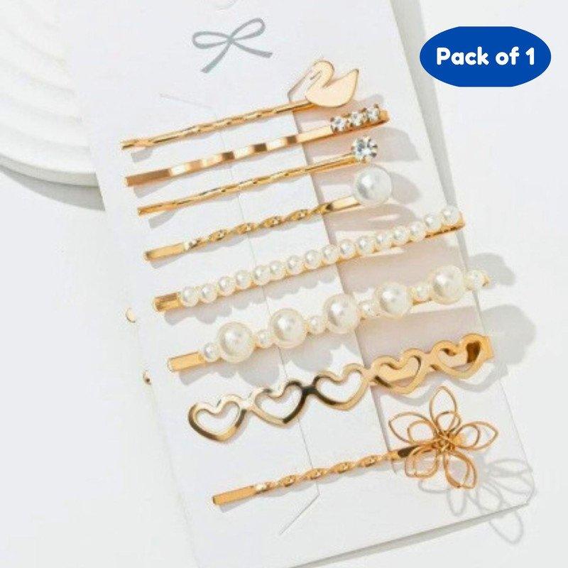 Embellised hair Pin and clip set Partywear casual ( Pack of 1, Multicolor) - Puchku.in