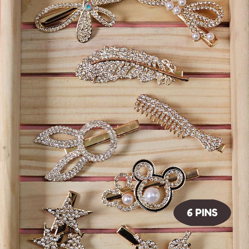 Embellised hair Pin and clip set Partywear casual ( Pack of 1, Multicolor) - Puchku.in