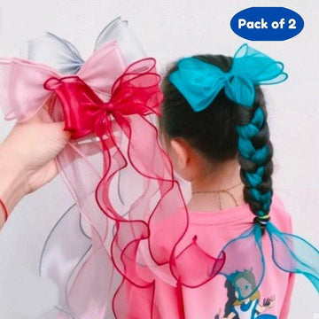 2 Pcs Hair Bow for Girls Kids Cute Ribbon (Pack of 2, Multicolor) - Puchku.in