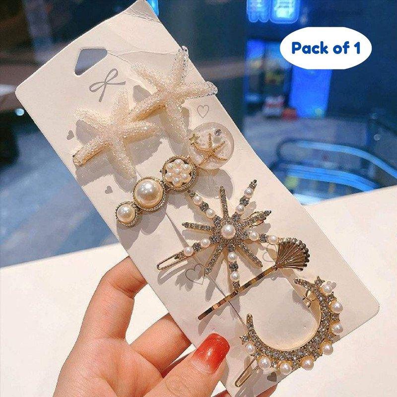 Embellised hair Pin and clip set Partywear casual ( Pack of 1, Multicolor) - Puchku.in