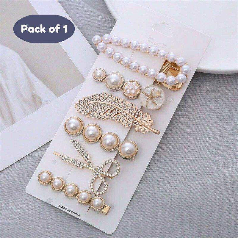 Embellised hair Pin and clip set Partywear casual ( Pack of 1, Multicolor) - Puchku.in