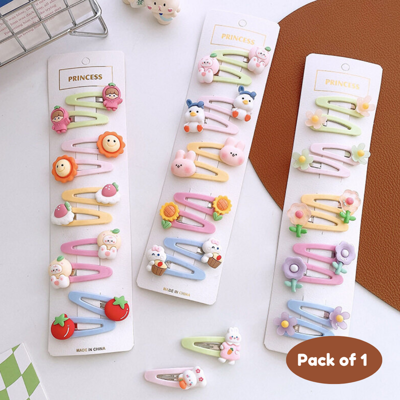 Hair Clips for Kids Tic Tac Clips for Baby Girls Set Latest Fancy Hair Pins (Pack of 1, Random Design) - Puchku.in