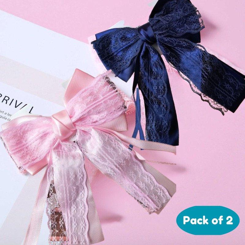 2 Pcs Hair Bow for Girls Kids Cute Ribbon (Pack of 2, Multicolor) - Puchku.in